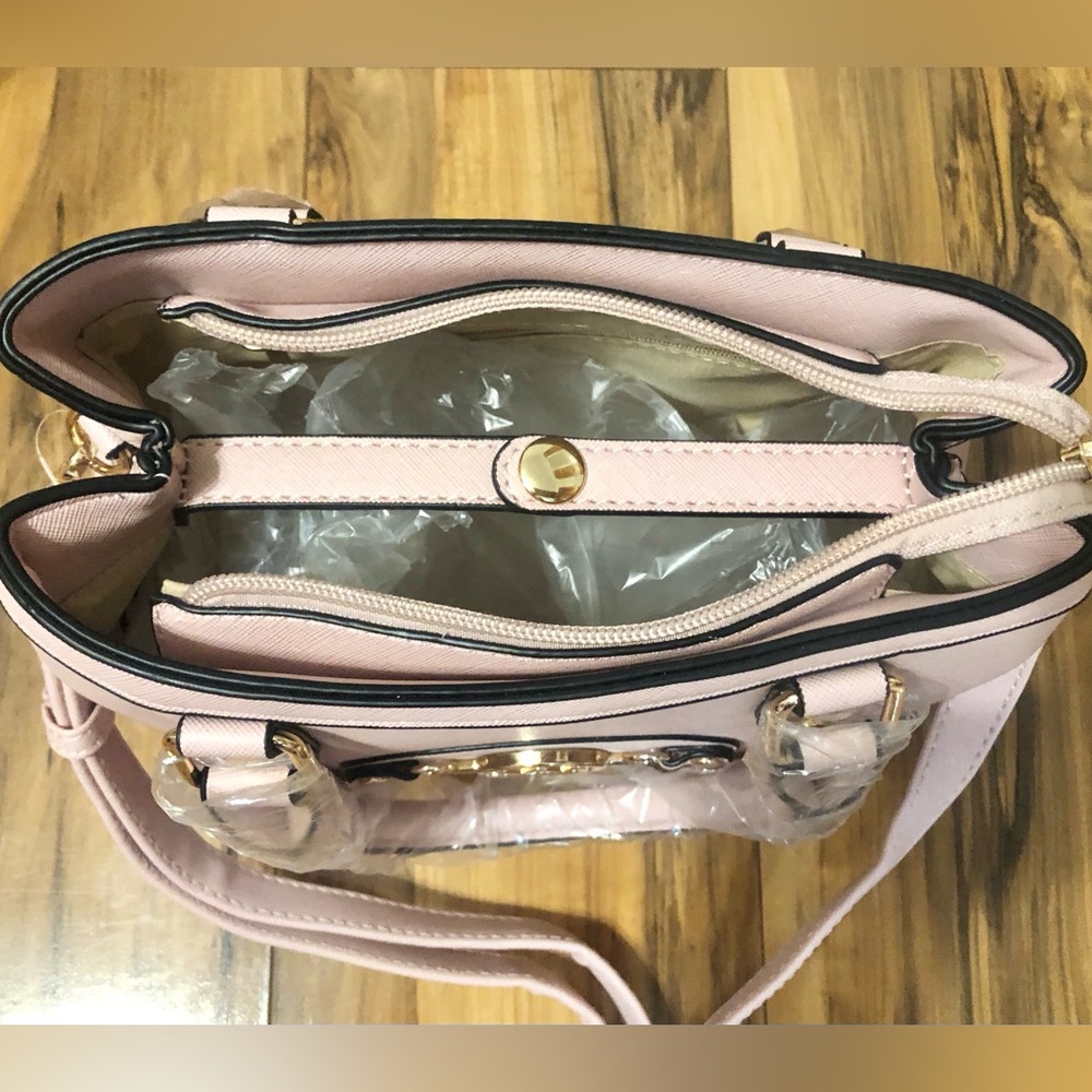 🌹🍃New Marilyn Monroe 3-Piece Pale Pink Leather Large Tote, Satchel & Clutch Set - Picture 9 of 13